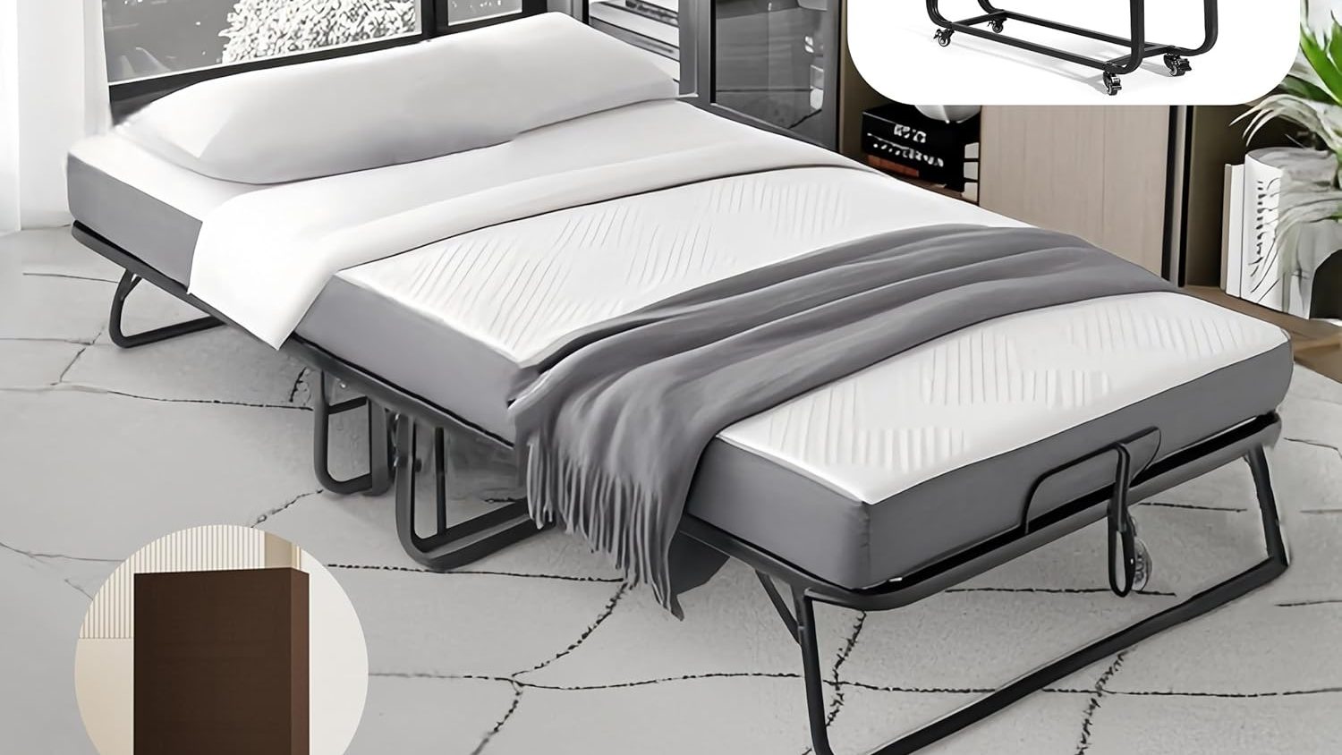 Mutital Folding Bed with 5.2" Memory Foam Mattress in the Interior in a Canadian Flat